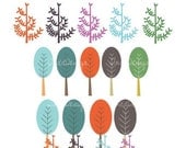 Zakka Trees Clip Art for card making, digital scrapbooking,graphic design and paper goods