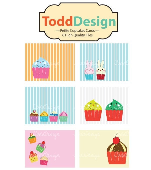 Bunny Cupcakes - Printable Notecards, Gift Tags and Stationery