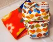 Flower Power Newborn Fleece cloth diaper longies or baby comfy pants