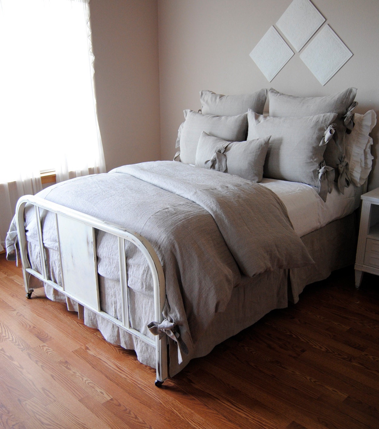 King Size Kick Pleat Bedskirt-Olive Linen Bedding Collection