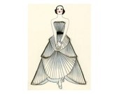 Fashion illustration Sale gift set  - 5 X different girls in gowns - 4 X 6 print