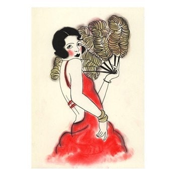 1920 flapper art print. Charlotte  - 8.3" X 11.7" print