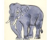 Elephant art print - Blue Boy -  4 X 6 Print