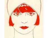 Art Deco Art print. Pandora in Rouge -  8.3 X 11.7