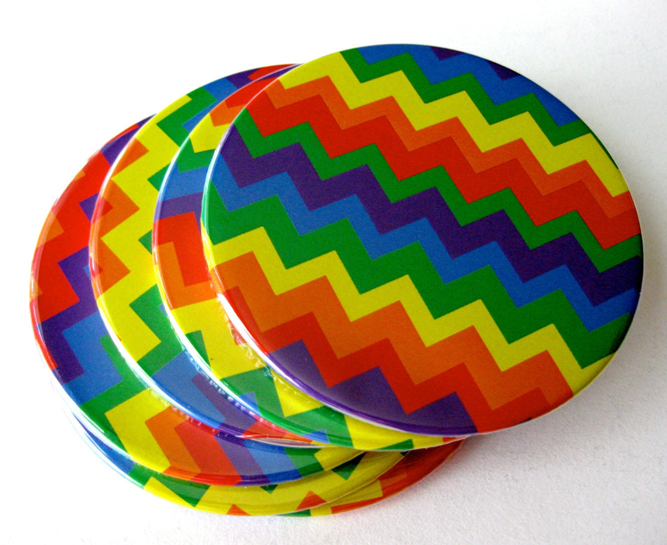 Retro Rainbow Home Decor // Chevron Coasters // Set of 6
