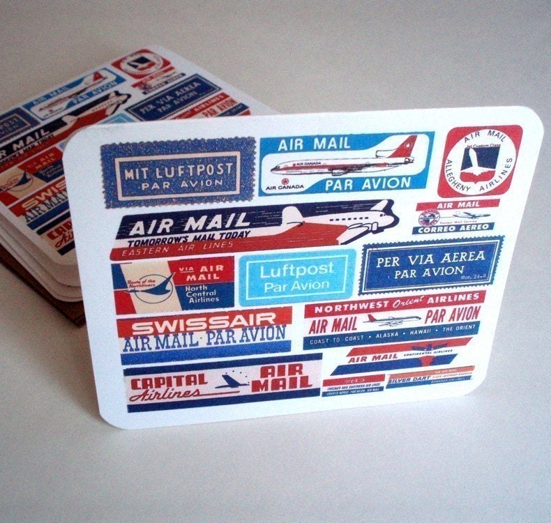 Airmail Stationery // Air Mail Label Note Cards