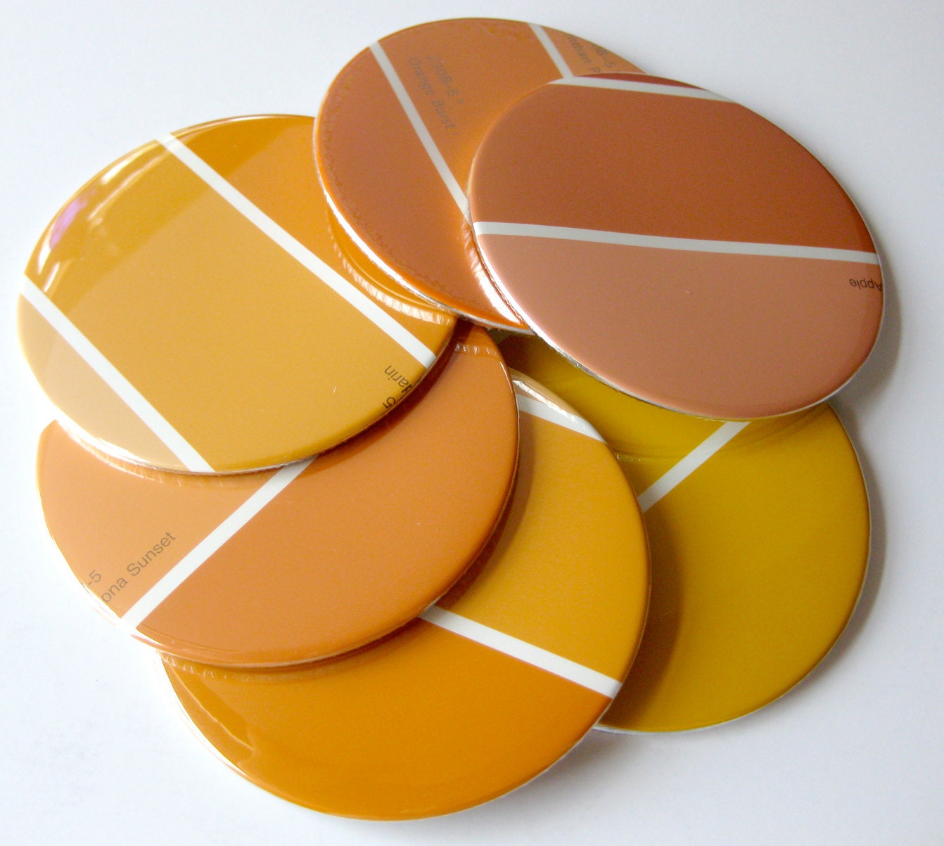 Pumpkin Coasters // Orange // Recycled Paint Samples  // Choose Your Own Color