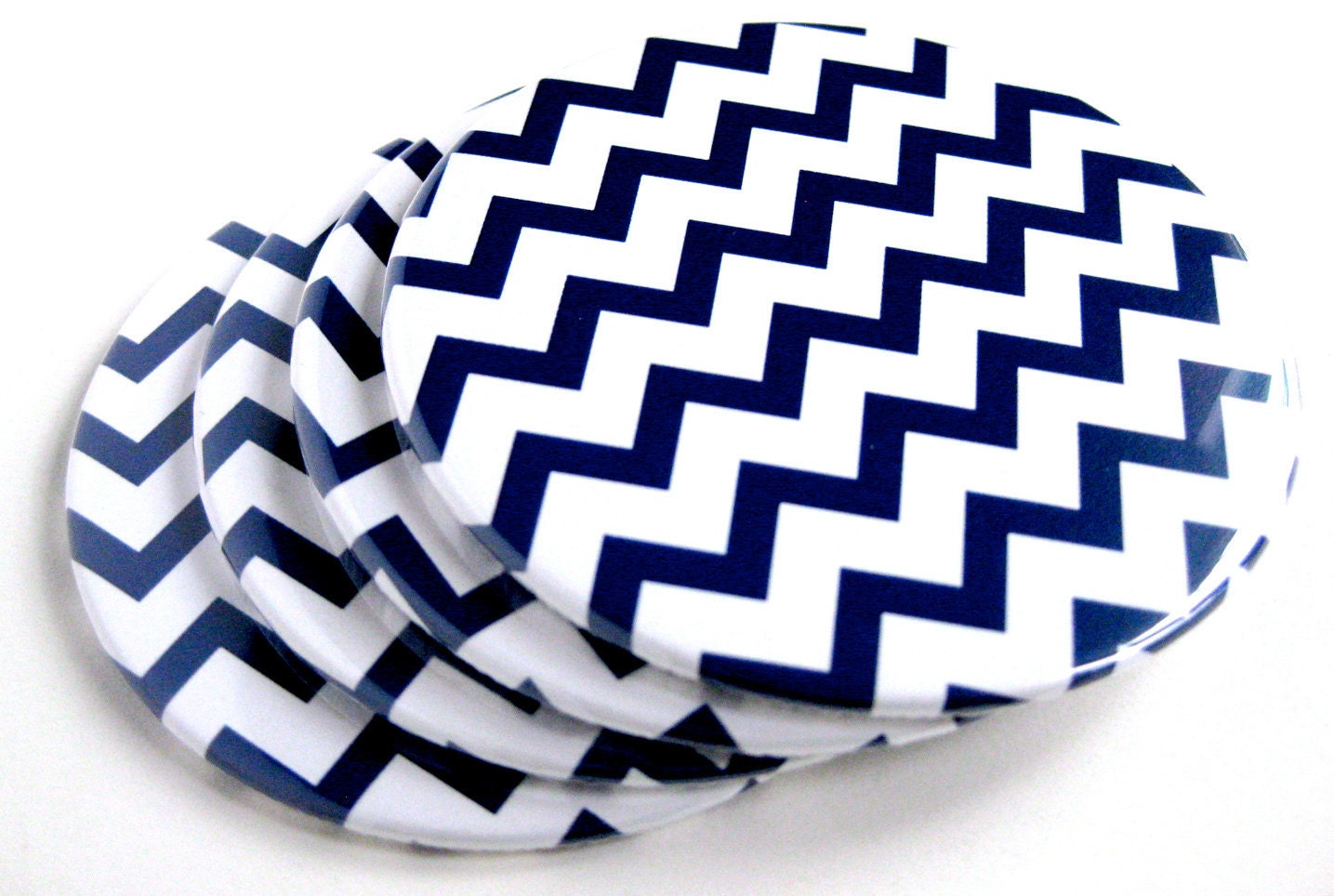 Navy Blue & White Home Decor // Chevron Coasters // Set of 4