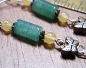 Butterflies: Green Aventurine and Golden Quartz with pewter butterflies, earrings