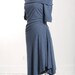 Denim Blue Stripe Off Shoulder Twisted Drape Dress