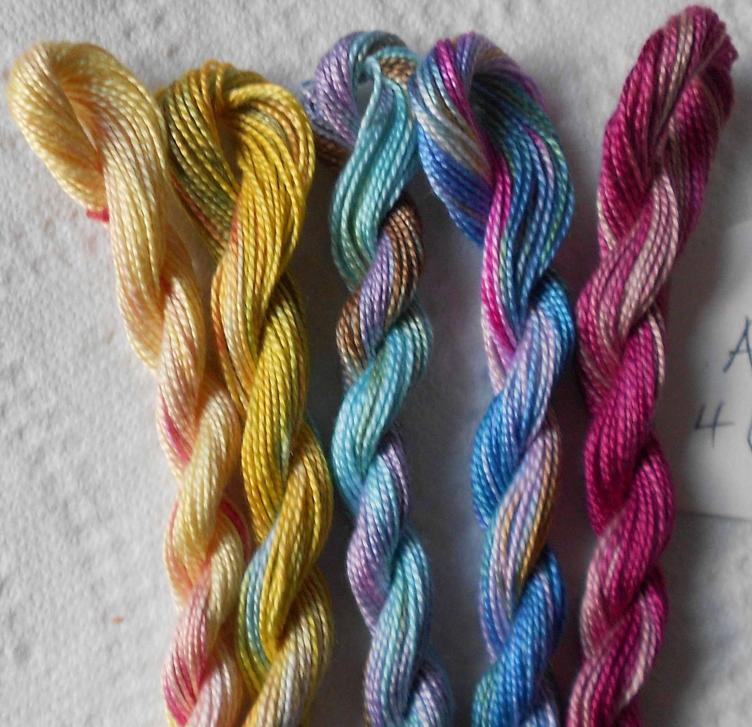 Beach Huts, Pink, Blue, Yellow, Perle Fine, 5 pack, Yarn, Mixed Media, Textile Art, Fiber Art, Serendipity