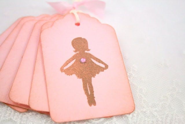 Ballerina Gift Tags Birthday Baby Shower Favor Tags Vintage Silhouette