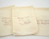 Winnie the Pooh Muslin Favor Bags / Drawstring Gift Bags Stamped Baby Shower Birthday Party