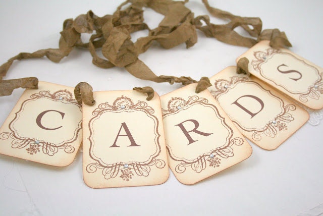 Cards Banner Garland Wedding Bridal Shower Banner - Petite Vintage Style - Wedding