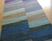 PURPLE BLOCKS -- Hand-woven extra-long purple, blue and gray rug (only one available)