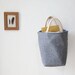 Small Stash Tote in Vintage Gray Wool // Organic Cotton Lining // Leather Handles // Home Decor // Organizer