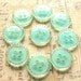 Vintage Buttons - Set of 9 - Bright Jade Green with Transparent Pie Crust Edges