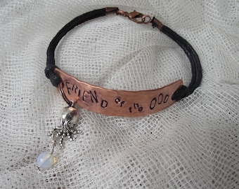 FRIEND of the OOD - hand-stamped copper charm bracelet