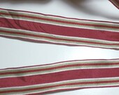Burgundy and Sage Stripe Wired Ribbon 1 1/2 inches wide x 2 yards/ Craft Supplies/ Sewing Trim