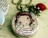 Beaded Locket - Adventure Girl - Caragh11-  Magnetic and Interchangeable - by Polarity