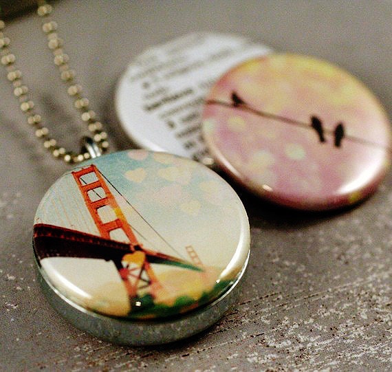 Bird on Wire Bokeh Bridge Picture Locket - UrbanPinkPhotography Photos - Recycled by Polarity