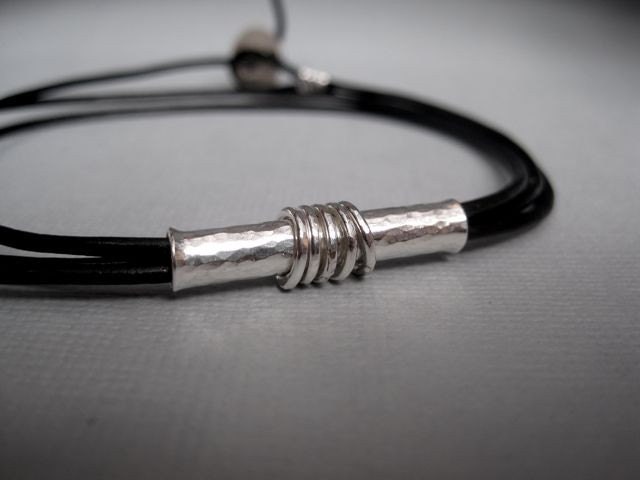 Leather and Silver Bracelet