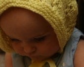 HandKnit Yellow Baby Bonnet