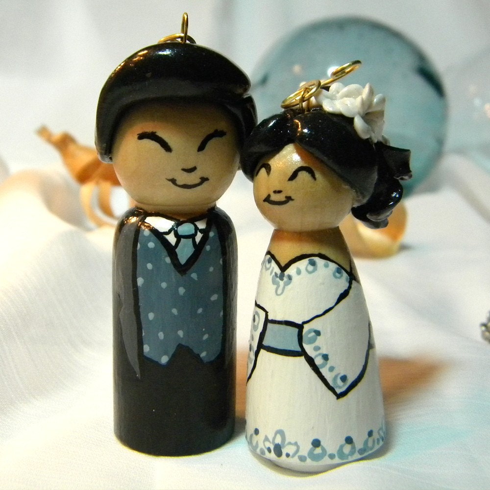 Blue Wedding Couple Ornaments