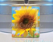 SUMMERY SUNFLOWERS Scrabble tile pendant charm jewelry (FLW185)