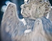 Angelic Light- 5x7" (13x18cm) fine art print of statue of an angel, with soft and flowing light reflects around it