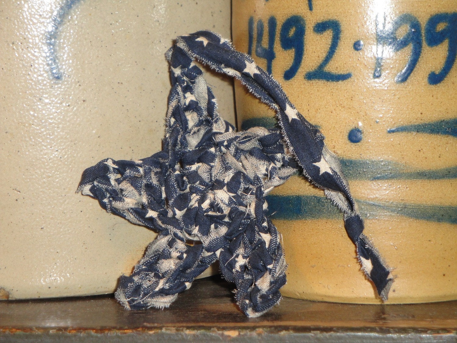 Crocheted Fabric Stars - Four Inch - Set of 3