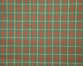 Cotton Homespun Fabric 1 Yard Green, Red And Natural Medium Plaid