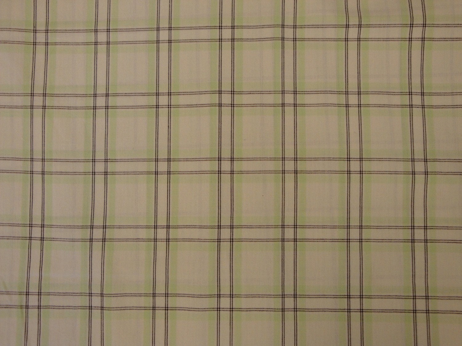 Large Plaid Homespun By The Yard Marlene & Lacy Troyer Plaids MT-010 Natural, Brown And Spring Green