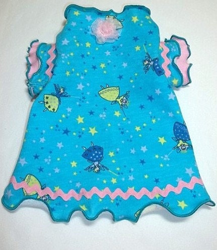 Pet Clothing Dress To Order Princess Fairies Dress Blue Ruffles