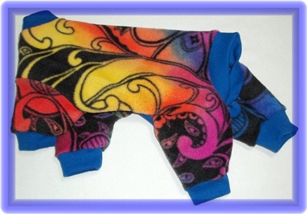 Dog Clothing Pajamas To Order  in Your Choice of Fleece Shown in Pictures