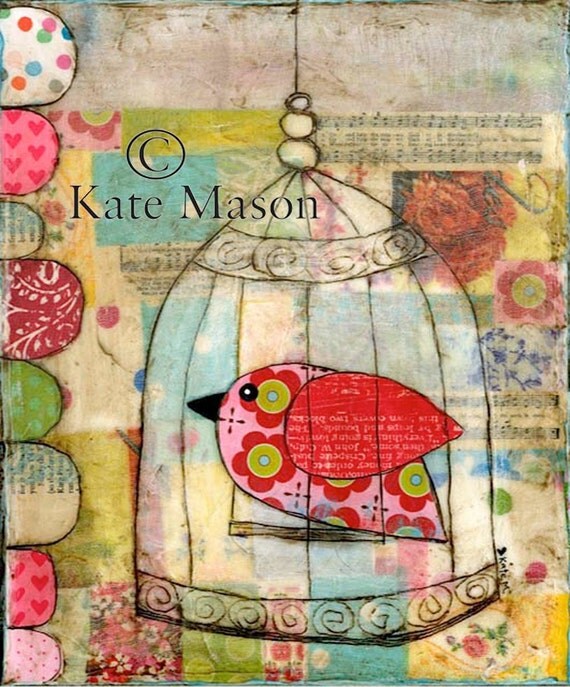 Birdy Birdcage PRINT Sweet Pink Bird