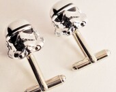 RARE Chrome Star Wars Storm Trooper silver toned cufflinks in FREE gift box