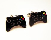 Black video game controller cuff links in FREE box, groom, wedding
