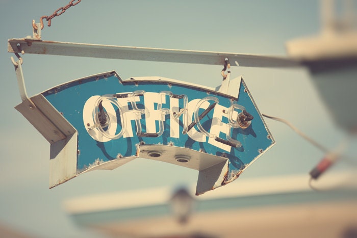 Mad Men summer holiday Vintage motel sign print neon sign guest room blue arrow weekend getaway