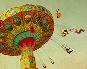 Photography print Carnival photo, nursery art, green, county fair, wall art, baby, circus, swing wall decor by bomobob