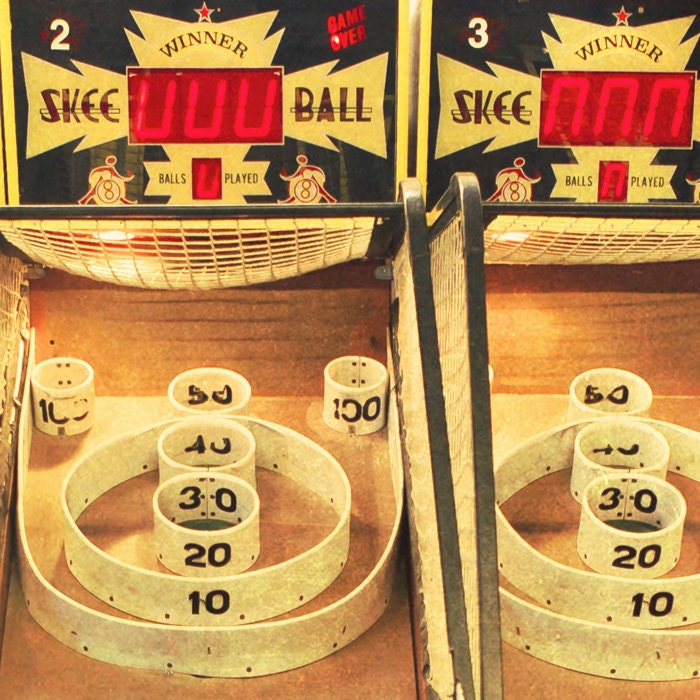 Skee ball game game arcade vintage carnival photo fun fair amusement park retro decor hipster - Winner 8x8