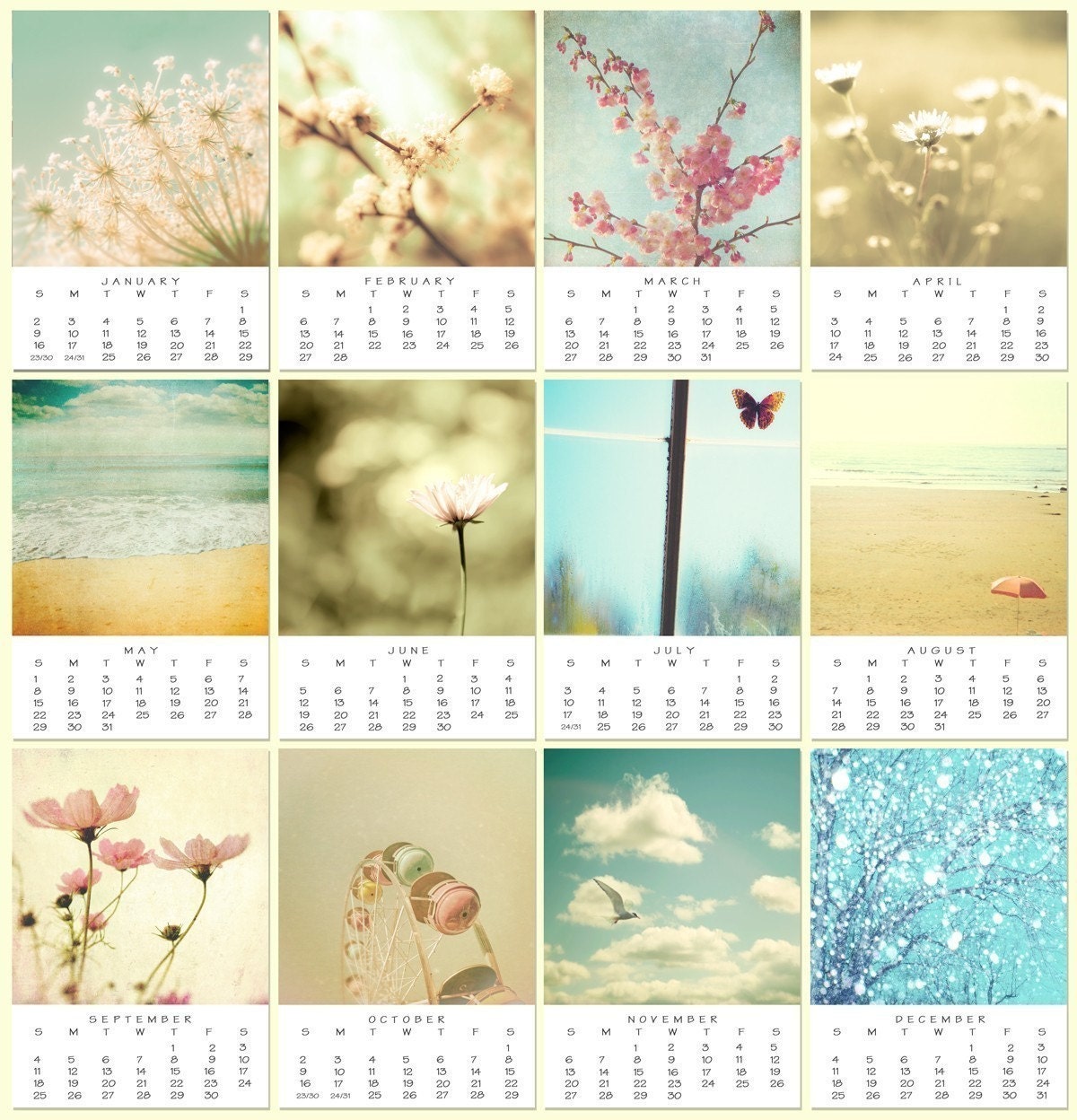 LAST ONE - 2011 Calendar- A Year of Dreams - party gift.  12 soft pastel photos for the new year fine art photography