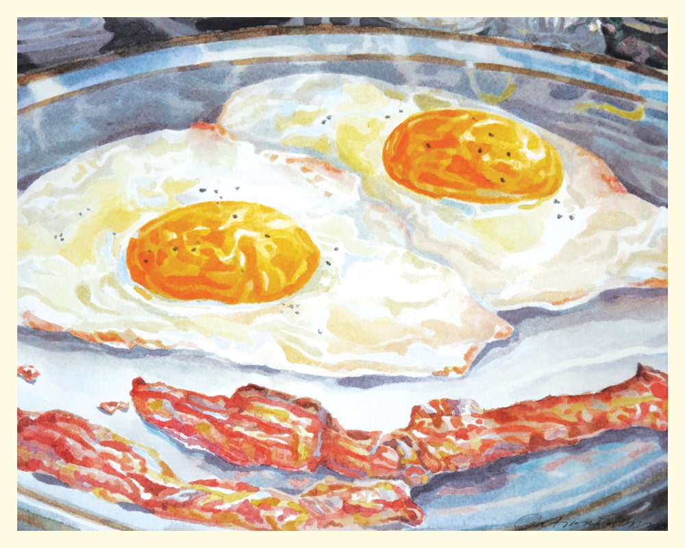 Eggs With Bacon 8 x 10 Fine Art Archival Retro Diner  Food Print Kitchen Wall Decor
