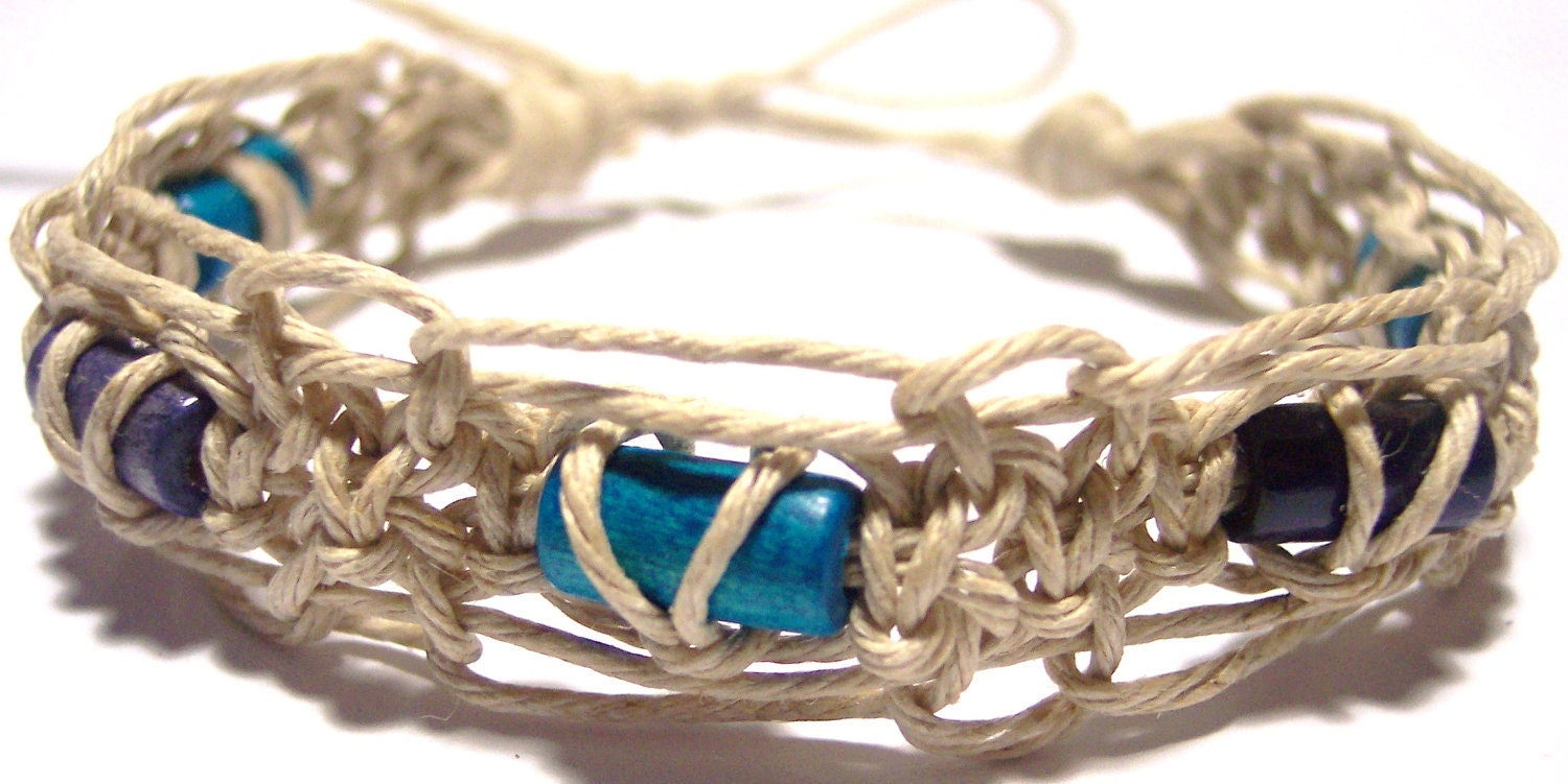 hemp bracelet hemp cuff wood beads hemp jewelry