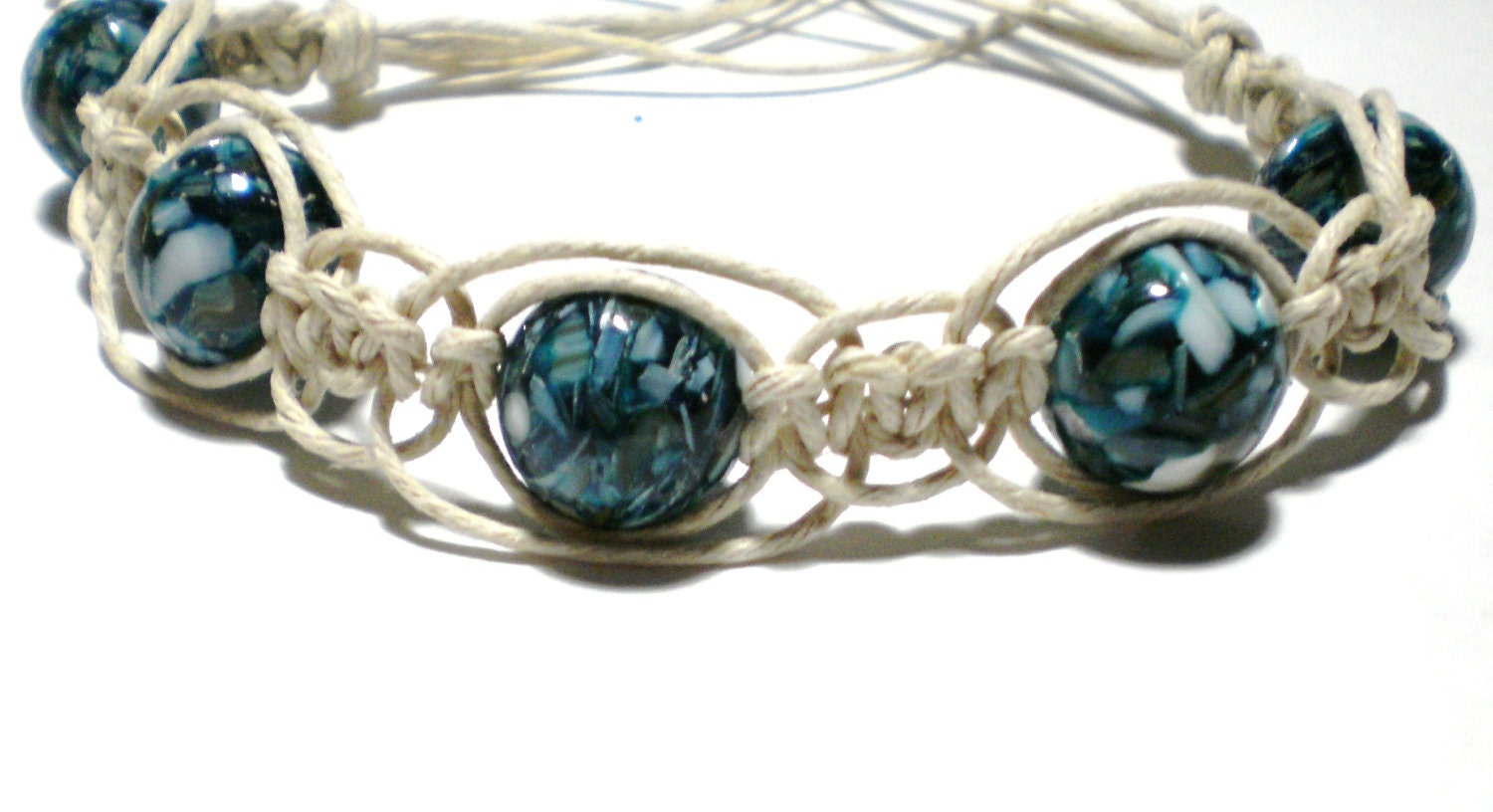 Hemp bracelet mother of pearl resin beads hemp jewelry
