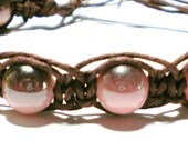 Hemp bracelet dusty rose metalic plastic bead hemp jewelry hemp anklet