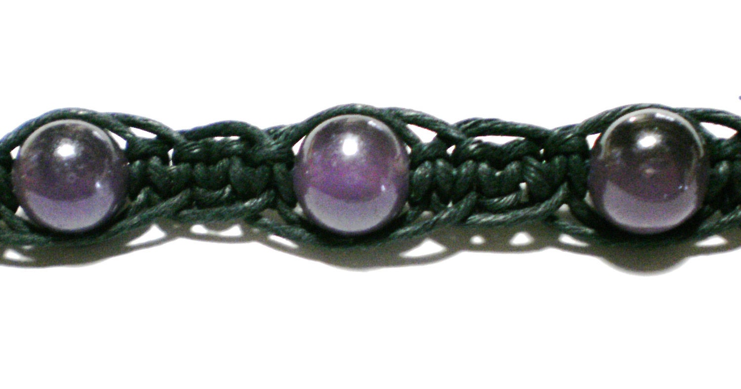 Hemp bracelet purple metalic plastic bead hemp jewelry hemp anklet