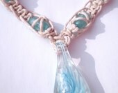hemp necklace glass flower pendant resin beads hemp choker hemp jewelry