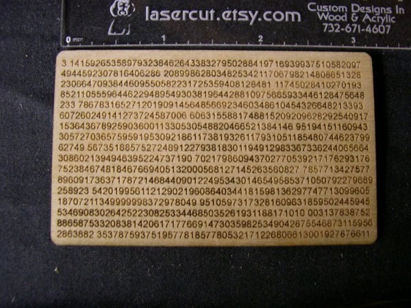 Pocket Pi Numbers - Laser Engraved Wood