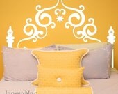 Twin Headboard Wall Decal - Swirl Fancy Vinyl Wall Art - Bedroom Decor - TR102A